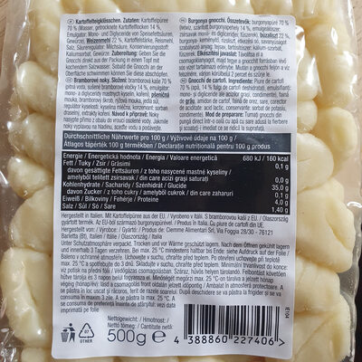 Gnocchi Di Patate ingredients label