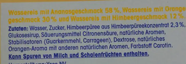 Unknown ingredients label