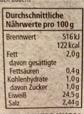 Hähnchenbrustfilet nutrition facts table