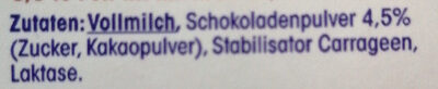 Schokodrink ingredients label