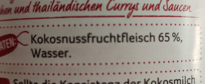 Kokosmilch ingredients label