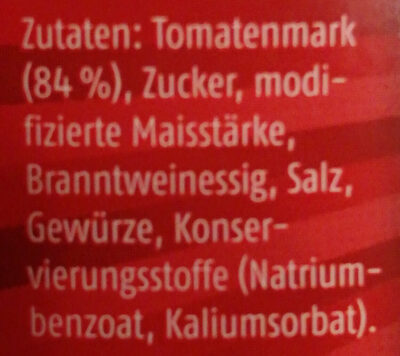 Born Tomaten Ketchup ingredients label