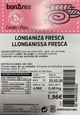 Longaniza fresca