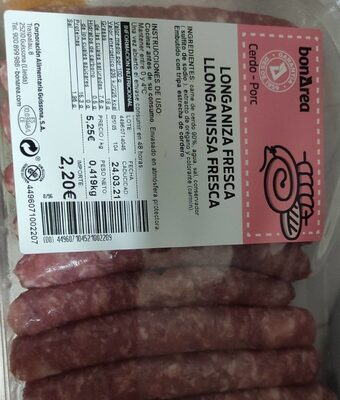Longaniza fresca front packaging