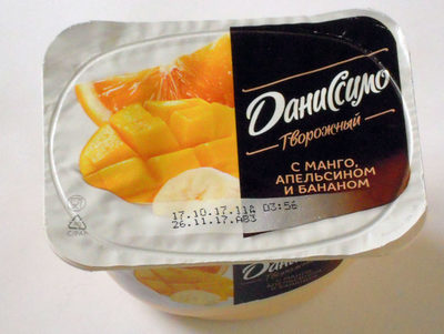 Творожный с манго, апельсином и бананом front packaging