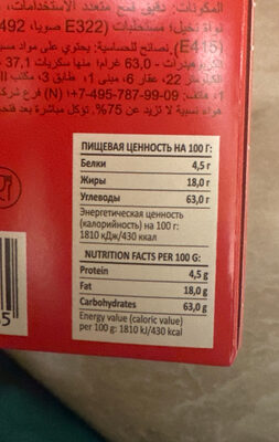 Choco Pie nutrition facts table