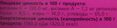 Драже обогащённое «Пантошка» с черникой и витамином A nutrition facts table