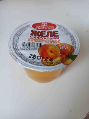 Желе с фруктами персик