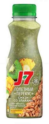 J7 Смузи со злаками киви-банан, манго-ананас, яблоко