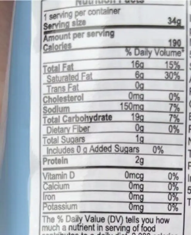 Lays lime flavor nutrition facts table