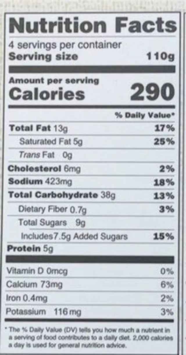 Original Korean Pancake Boba Flavor nutrition facts table
