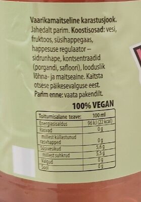 Vaarika Kelluke nutrition facts table