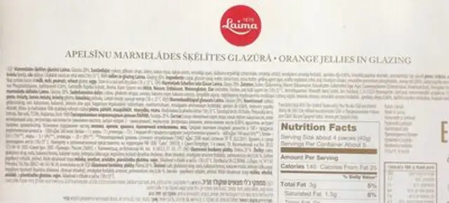Apelsinu Marmelādes skēlītes glazūrā ingredients label