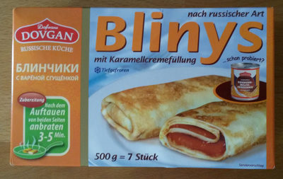 Blinys mit Karamellcremefüllung front packaging
