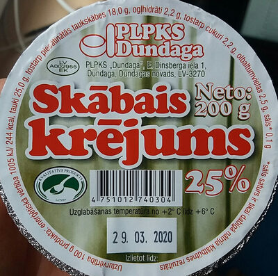 25% skābais krējums front packaging