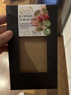 Juodasis Šokoladas Su Moliūgų Ir Spanguolių Sėklomis front packaging