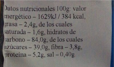 Cookie rings nutrition facts table
