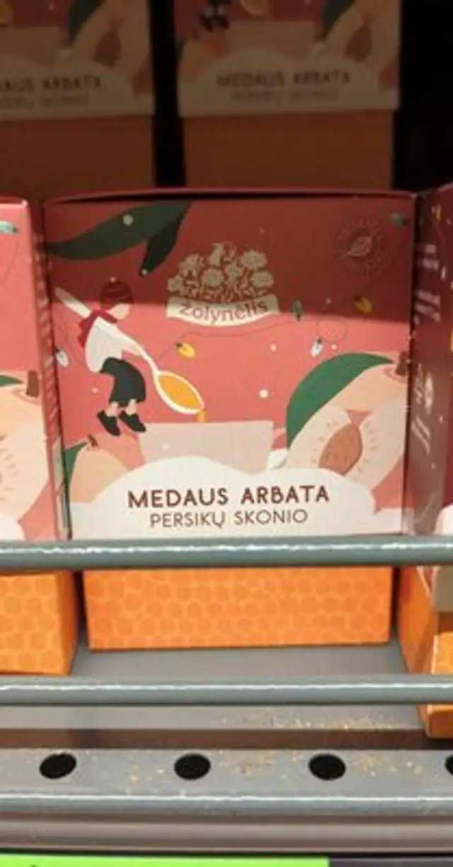 Medaus arbata ŽOLYNÉLIS, persikų sk., 100 g front packaging