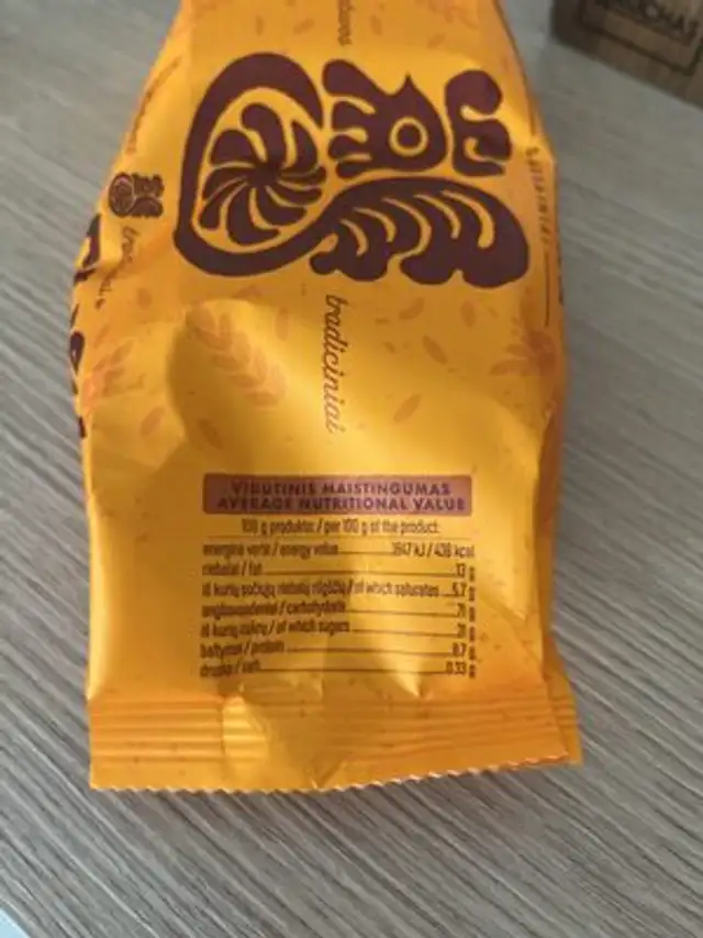 Sausainiai Klasika nutrition facts table