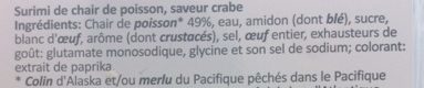 Fleur de Surimi saveur crabe ingredients label