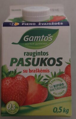 raugintos pasukos su braškėmis front packaging