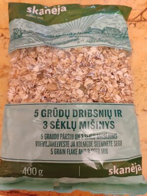 5 grūdų dribsnių ir 3 sėklų mišinys