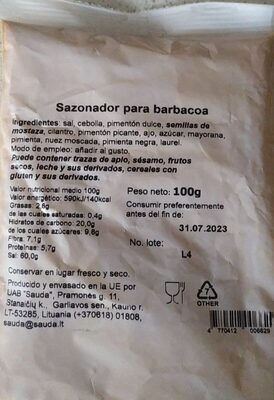 Sazonador para barbacoa