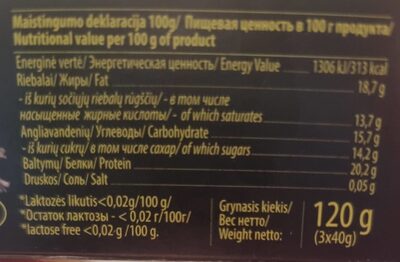 Glaistytas sūrelis PROTEIN nutrition facts table