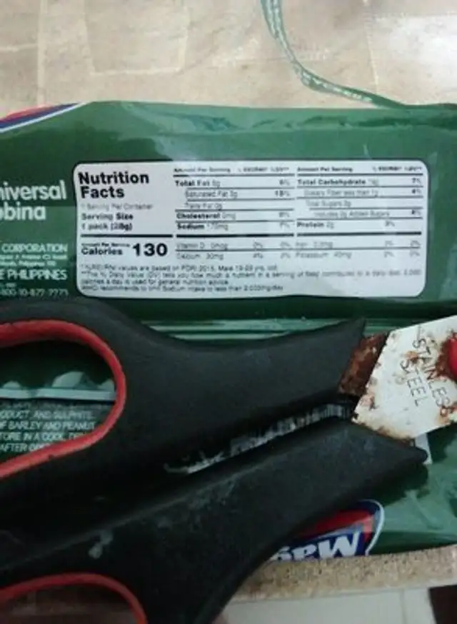 Onion Chives Flavored Crackers nutrition facts table