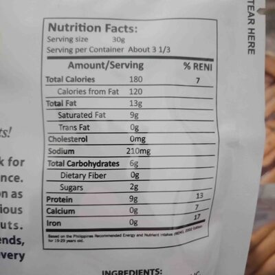 Happy Classic Adobong Mani nutrition facts table