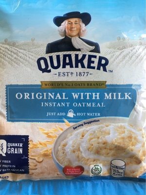 Quaker original with milk - instant oatmeal front packaging