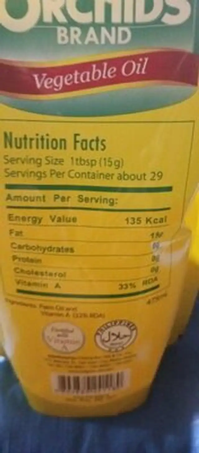 Vegetable Oil nutrition facts table