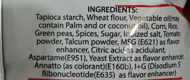 Wavez Multigrain Snack ingredients label