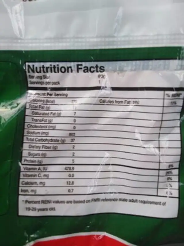Pancit Canton Chilimansi nutrition facts table