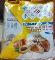 Пряники заварні глазуровані з начинкою зі смаком абрткосу