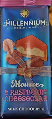 Raspberry & Cheesecake Mousse Milk Chocolate front packaging