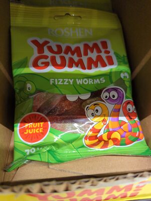 yumm! gummi fizzy worms front packaging