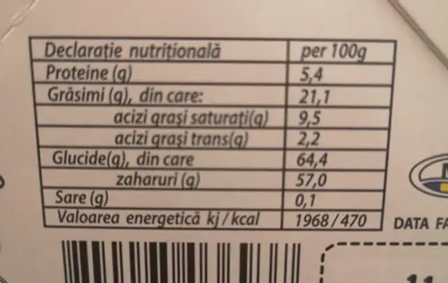 bucuria ingredients label