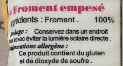 FLCK Wheat Starch ingredients label