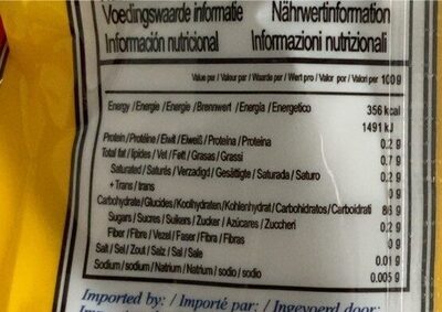 FLCK Wheat Starch nutrition facts table