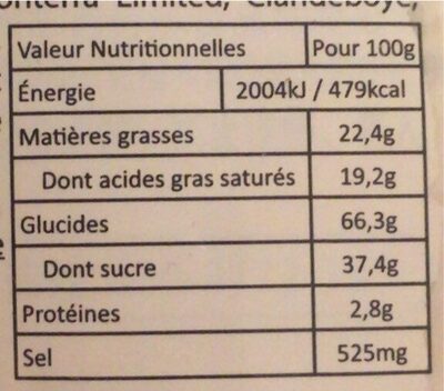 Thé Noir Assam au lait nutrition facts table