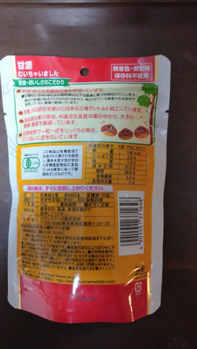 Unknown nutrition facts table