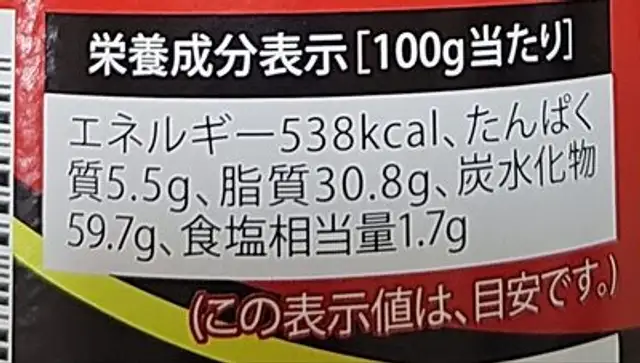 Potato Crisps (Original) nutrition facts table