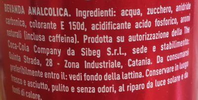 Coca Cola ingredients label