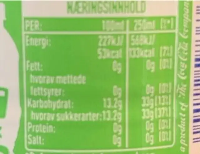 Fanta Exotic 1,5l nutrition facts table