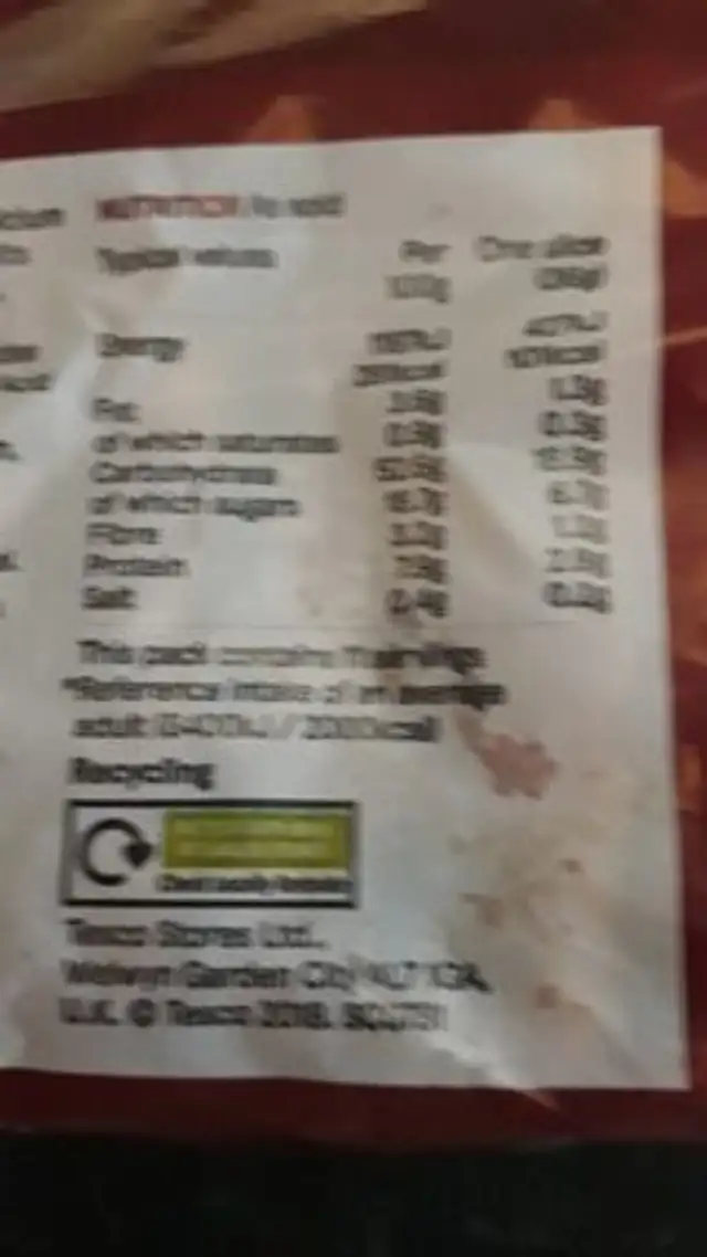 Cake aux Fruits nutrition facts table