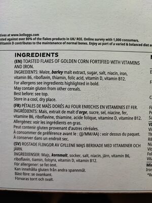 CORN FLAKES 1kg ingredients label