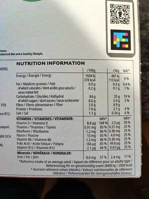 CORN FLAKES 1kg nutrition facts table