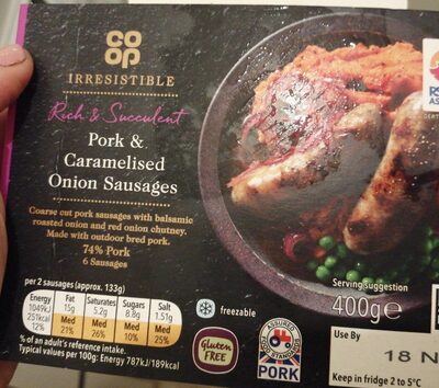 Pork and caramelised onion sausages