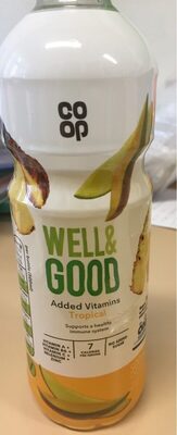 Well and good no added sugar tropical drink front packaging